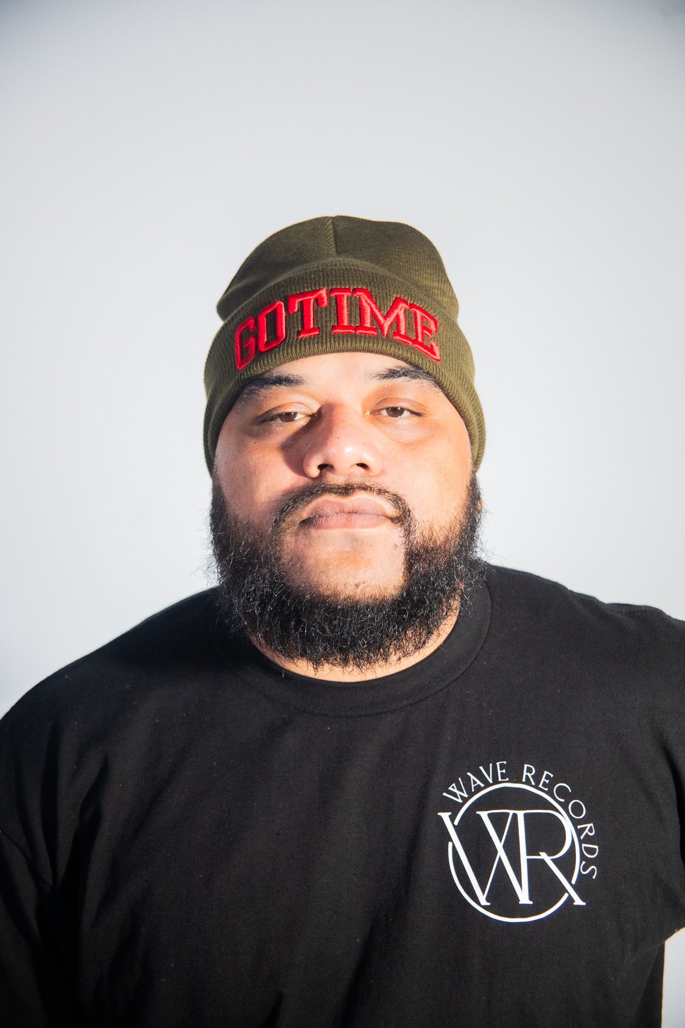 Green GOTIME Beanie w/ Red Embroidery